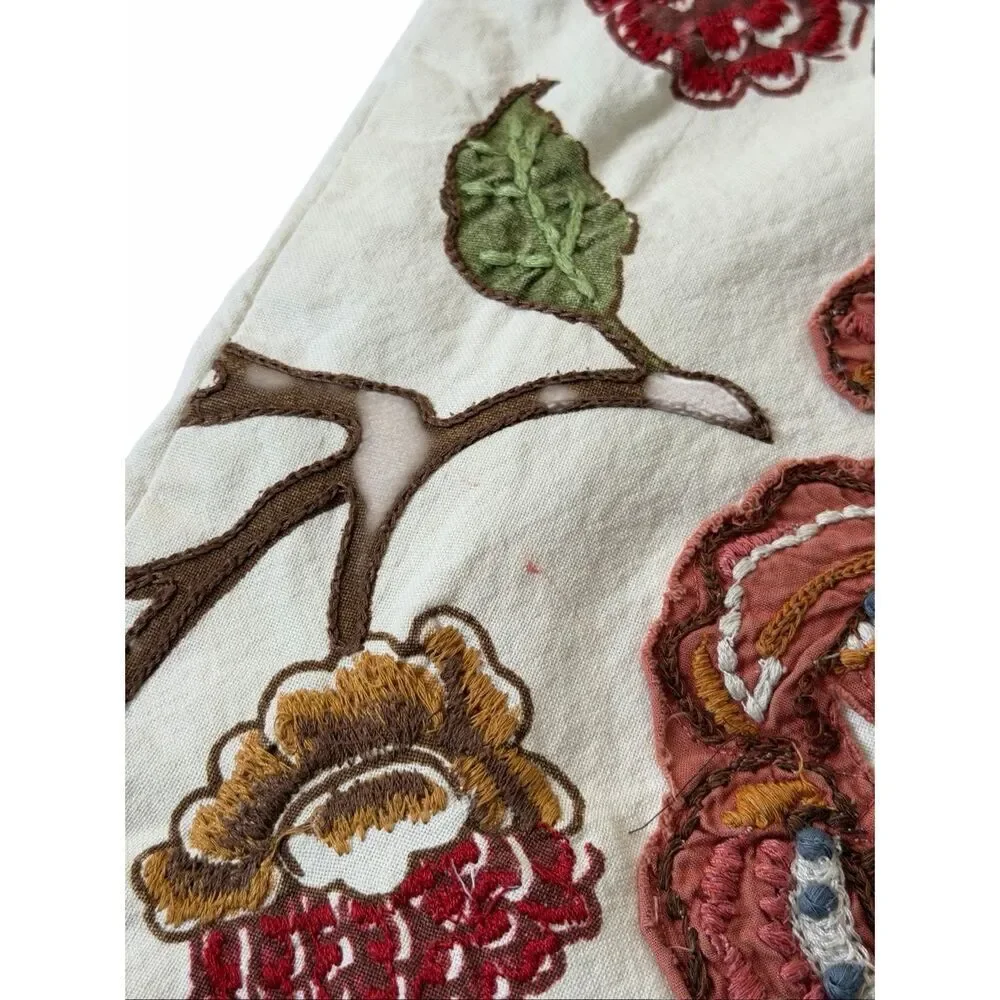 Pottery Barn set of 2 pillow covers 20x20 Creak‎ Floral Embroidered